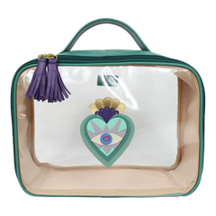 Necessaire Crystal M Sagrado Coração em Couro e Vinil Personalizada