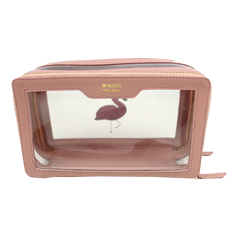 Necessaire Mini Crystal Flamingo em Couro Personalizada