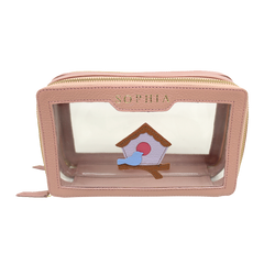 Necessaire Mini Crystal Little Bird em Couro Personalizada