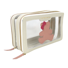 Necessaire Mini Crystal Little Bear Laço em Couro Personalizada