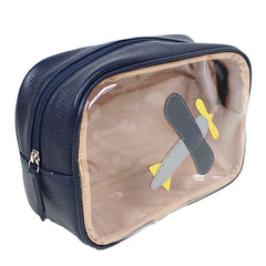 Necessaire Anne Beach Little Plane Marinho Liso com Chumbo, Cinza Claro Liso e Lima Liso Pronta Entrega