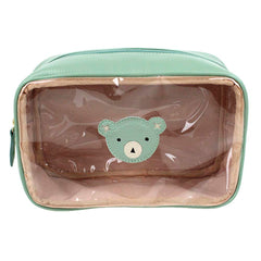 Necessaire Anne Beach Blue Bear em Couro e Vinil Personalizada