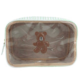 Necessaire Anne Urso Teddy Estampa Listrado Pontilhado Verde em Couro e Vinil