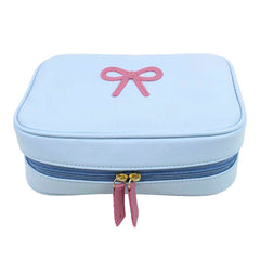 Necessaire Bela Laço Rococó Azul Bebê com Rosa Blush Pronta Entrega