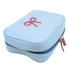 Necessaire Bela Laço Rococó Azul Bebê com Rosa Blush Pronta Entrega