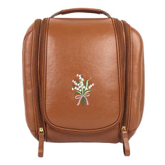 Necessaire Bruna Bordado Muguet em Couro Personalizado