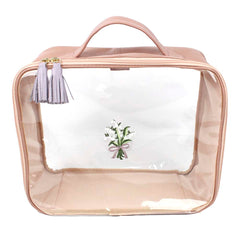 Necessaire Crystal G Bordado Muguet em Couro e Vinil Personalizado