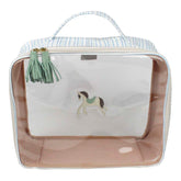 Necessaire Crystal G Cavalo Joca Estampa Listrado Pontilhado em Couro e Vinil Personalizado