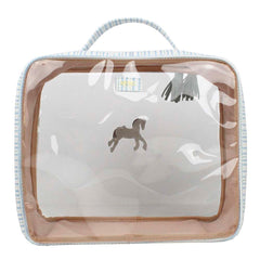 Necessaire Crystal G Cavalo Joca Estampa Listrado Pontilhado em Couro e Vinil Personalizado