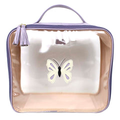 Necessaire Crystal G Borboleta em Couro e Vinil Personalizado