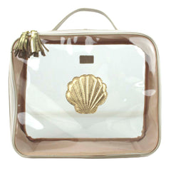 Necessaire Crystal G Concha em Couro e Vinil Personalizado