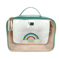 Necessaire Crystal G Arco Íris em Couro e Vinil Personalizado
