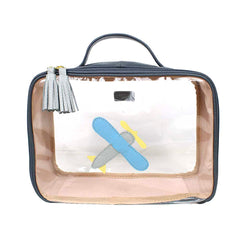 Necessaire Crystal M Little Plane em Couro e Vinil Personalizado