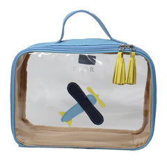 Necessaire Crystal M Little Plane em Couro e Vinil Personalizado
