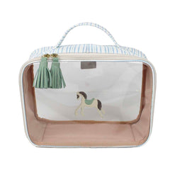 Necessaire Crystal G Cavalo Joca Estampa Listrado Pontilhado em Couro e Vinil Personalizado