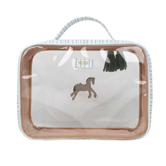 Necessaire Crystal M Cavalo Joca Estampa Listrado Pontilhado em Couro e Vinil Personalizado