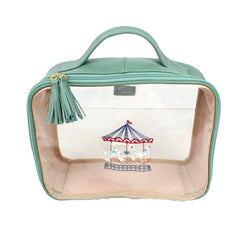 Necessaire Crystal M Bordado Carrossel em Couro e Vinil Personalizado