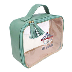 Necessaire Crystal M Bordado Carrossel em Couro e Vinil Personalizado