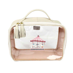 Necessaire Crystal M Bordado Carrossel em Couro e Vinil Personalizado
