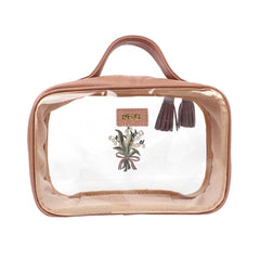 Necessaire Crystal P Bordado Muguet em Couro e Vinil Personalizado
