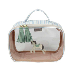 Necessaire Crystal P Cavalo Joca Estampa Listrado Pontilhado em Couro e Vinil Personalizado