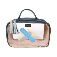 Necessaire Crystal P Little Plane em Couro e Vinil Personalizado