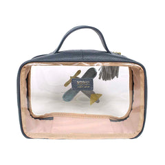 Necessaire Crystal P Little Plane em Couro e Vinil Personalizado