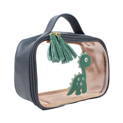 Necessaire Crystal P Little Dino Oceano com Esmeralda e Menta Liso Pronta Entrega