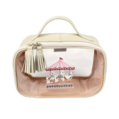 Necessaire Crystal P Bordado Carrossel em Couro e Vinil Personalizado