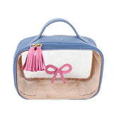 Necessaire Crystal P Laço Rococó Sky com Rosa Orquídea Pronta Entrega