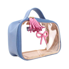 Necessaire Crystal P Laço Rococó Sky com Rosa Orquídea Pronta Entrega