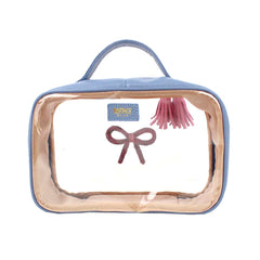 Necessaire Crystal P Laço Rococó Sky com Rosa Orquídea Pronta Entrega