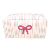 Necessaire Laço Rococó G Estampa Listrado Pontilhado Rosa em Couro Personalizado