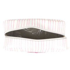 Necessaire Laço Rococó G Estampa Listrado Pontilhado Rosa em Couro Personalizado