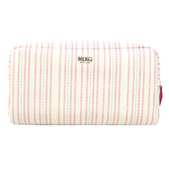 Necessaire Laço Rococó G Estampa Listrado Pontilhado Rosa em Couro Personalizado