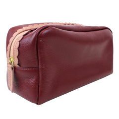 Necessaire Julie Babado G Burgundy Liso com Algodão Doce Liso Pronta Entrega