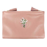 Necessaire Limpo/Usado Bordado Muguet em Couro Personalizada