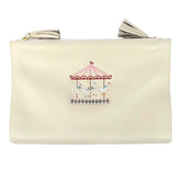 Necessaire Limpo/Usado Bordado Carrossel em Couro Personalizada