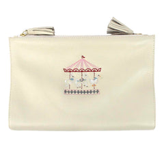 Necessaire Limpo/Usado Bordado Carrossel em Couro Personalizada
