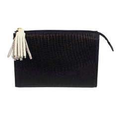 Necessaire Louise P Preto Paris com Off White Liso Pronta Entrega