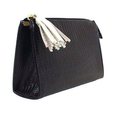 Necessaire Louise P Preto Paris com Off White Liso Pronta Entrega