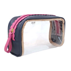 Necessaire Betina Babado M Oceano com Rosa Orquídea Pronta Entrega