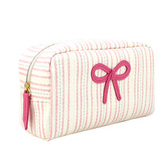 Necessaire Laço Rococó M Estampa Litrado Pontilhado Rosa em Couro Personalizado