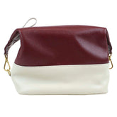 Necessaire Make Up Off White Liso com Burgundy Liso Pronta Entrega
