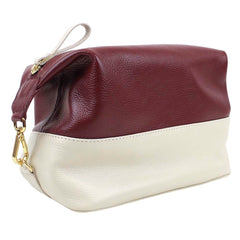 Necessaire Make Up Off White Liso com Burgundy Liso Pronta Entrega