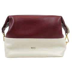 Necessaire Make Up Off White Liso com Burgundy Liso Pronta Entrega