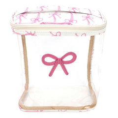 Necessaire Mami Laço Rococó Estampa Listra de Laços em Couro e Vinil Personalizado