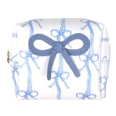 Necessaire Mami Mini Laço Rococó Estampa Listra de Laços em Couro Personalizado