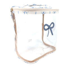 Necessaire Mami Laço Rococó Estampa Listra de Laços em Couro e Vinil Personalizado