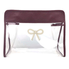 Necessaire Mami Pirâmide Laço Rococó Burgundy Liso com Off White Liso Pronta Entrega